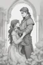 Placeholder: Dnd style, woman being hugged from behind by a young man