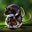 Placeholder:  Field mouse drinking water, cartoon, dark, high definition, ultra 8 k,