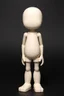 Placeholder: a simple standing animated figure (head molded into shoulders, no neck, legs molded from bottom of body, a completely flat face area, stubby legs, bulky arms, no painted details, white in color) vinyl art toy