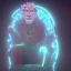 Placeholder: king lion on throne with neon lights