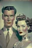 Placeholder: american dream portrait hansome man and a robot wife1950s