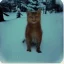 Placeholder: strange animal in the snow polaroid vintage style realistic