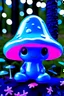 Placeholder: little mushrooms with eyes two legs neon blue hat