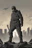 Placeholder: man, standing, silhouette, comic book,post-apocalypse, gray background,
