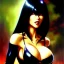 Placeholder: fullbody portrait 'beautiful sexy busty mature Vampirella',wearing black skintight latex suit,hyperrealistic skin,Hyperrealistic Big eyes,painting by gaston bussiere, greg rutkowski, yoji shinkawa, yoshitaka amano, tsutomu nihei, donato giancola, tim hildebrandt, oil on canvas, cinematic composition,sharp image, extreme detail,((fit full head inside picture)),32k