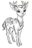 Placeholder: outline art for cute baby deer coloring page for kids, white background, sketch style, full body, only use outline, cartoon style, clean line art, no shadows, clear and well outlined