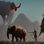 Placeholder: mammoth and man prehistoric savannah hunter