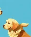 Placeholder: Cute golden retriever puppy dog sitting down looking up , plain background