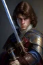 Placeholder: european brown hair young adult royal guard swordsman with rapier duelist