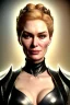 Placeholder: Cersei Lannister as evil queen in black leather, busty, cleavage, curvy, lena headay, angry, stern look. character design by cory loftis, fenghua zhong, ryohei hase, ismail inceoglu and ruan jia. unreal engine 5, artistic lighting, highly detailed, photorealistic, fantasy