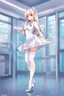 Placeholder: (full body:1.5)，(1girl:1.3),(view the viewer:1.4)，(anatomy correct:1.4),(Opaque pantyhose and pointed thick heels :1.3),(Dancing in the hospital:1.2),(Wearing a vanilla ice color sleeves mini dress :1.2),(Extra Long blonde Hair:1.2),(Accurate and perfect face:1.3),(Long legs and big feet:1.3),hyper HD, Ray traching, reflective light， structurally correct, Award-Awarded, high detail, lighten shade contrast, Face lighting ，cinematic lighting, masterpiece, super detailing, high quality, high detail