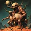 Placeholder: artistic deconstructivism, Cradle of Oblivion, infernal biomorphic limbless fatty proto-hominids , horror, dark surrealism, color illustration, style by Michael Whelan and Pawel Kuczynski