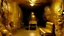 Placeholder: A tan cave filled with gold designed in Bayeux tapestry painted by Mark Rothko