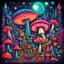 Placeholder: Surreal Cubist Dreamscape; by Picasso, surreal Psychedelic Toadstool, glowing neon