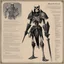 Placeholder: ConceptSheet: AD&D monster skeleton warrior, with statistics [by Jeff Dee]