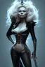 Placeholder: Pamela Anderson as evil queen in black leather, leather, busty, cleavage, angry, stern look. character design by cory loftis, fenghua zhong, ryohei hase, ismail inceoglu and ruan jia. unreal engine 5, artistic lighting, highly detailed, photorealistic, fantasy