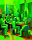 Placeholder: A lime green cybernetic workshop painted by Alexej von Jawlensky