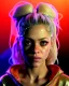 Placeholder: portrait, Shakira, blonde artist, angry, Realistic image, MMA robe, hoodie, mma gloves, loose long hair, eyes make up, gold line make up, moisture, sweat, fog, Neon colors, leds. Black background, photo studio, concept art, smooth, unreal engine 5, god lights, ray tracing, RTX, lumen lighting, ultra detail, volumetric lighting, 3d, finely drawn, high definition, 4k.