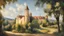 Placeholder: Style Cézanne, calm beauty, gentle sunlight, landscape, chateau, vineyard, monastery, fantasy, peaceful, beautiful composition, exquisite detail