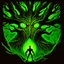 Placeholder: 90's TCG art retro fantasy art of heroic tree creature with glowing green eyes