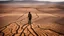 Placeholder: Climate change. An expansive farmland turned barren desert, with deep cracks running through the dry, dusty soil. Crops lie dead and withered, and abandoned farming equipment rusts in the harsh sun. A lone farmer stands in despair, looking at the parched earth. Beautiful award-winning photograph, inspiring, rule of thirds, balanced delightful composition, perfect lighting, superb detail, 16k render