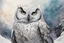 Placeholder: ink wash and watercolor illustration of a whimsical hybrid Snowy Owl girl with highly detailed feathers and facial features in the comic book style of Bill Sienkiewicz and Jean Giraud Moebius, with a fine art aesthetic, highly detailed , 4k UHD cinegraphic quality