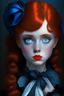 Placeholder: Girl, princess, red hair, blue eyes, snub nose. Black gloves, has a bow