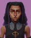 Placeholder: Portrait of a pretty black 10 year old girl warlock with black curly hair