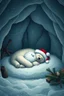 Placeholder: sleeping bear santa inside igloo cave