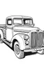 Placeholder: Outline art for coloring page OF A 1944 FORD TRUCK, coloring page, white background, Sketch style, only use outline, clean line art, white background, no shadows, no shading, no color, clear