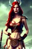 Placeholder: viking milf, red long hair, warrior princess, nacht, große oberweite, corsage, necklace, fantasy art