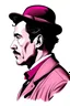 Placeholder: portrait of Sherlock Holmes in profile in pink color