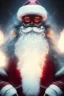 Placeholder: All Black santa, ghost, wearing high tech mask, white smoke, dark, rage, sorrow, high definition, ultra 8 k, volumetric lighting, blue fire, fog