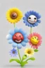 Placeholder: Cute happy avatar realistic flowers on a white background