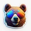 Placeholder: sticker on white background, 3d Head of a Bear with sunglasses, psychedelic, octane render, unreal engine 5, DMT art, funny, smiling