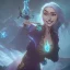 Placeholder: A smiling witch with a beautiful face and full and detailed details performing magic of water, fire, wind and earth with a wooden wand and a shining crystal fighting with big and beautiful dragons flying in an azure sky, with full details, Ismailoglu , post-apocalyptic, fantasy, imaginary, 8K, 16K,