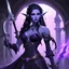 Placeholder: drow elf woman, spellsword, dark hair, purple skin, digital art, dark fantasy