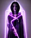 Placeholder: Picture by koson ohara and marta bevacqua, portrait of a beautiful goth woman with long black hair, wearing a plastic raincoat, purple neon lighting, 8k, high quality, highly detailed