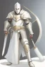Placeholder: Knight wearing white armor and white cape with white mask, sword, and shield