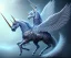 Placeholder: realistic unicorn with glowing wings, glowing soft and smooth wings, shadow, abstract surreal fantasy art, highly detailed, intricate patterns on wings, soft studio lighting, smooth dark blue background 64k