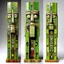 Placeholder: An olive green cybernetic Metropolis designed in pacific Northwest totem poles painted by Edvard Munch