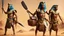 Placeholder: Pharaoh soldiers tear open leather bags with knives and take them out