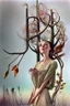 Placeholder: Streamline moderne woman windblown hair trees leaves carel weight Oxana dobrovolska catrin welz-stein andrea kowch andrea kurti art deco