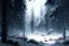 Placeholder: a cold and ruthless environment, snowy forest, cold winds, wilderness, dense, realistic