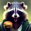 Placeholder: portrait of a male anthropomorphic raccoon holding a burger. character design by cory loftis, fenghua zhong, ryohei hase, ismail inceoglu and ruan jia. unreal engine 5, artistic lighting, highly detailed, photorealistic, fantasy.