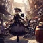 Placeholder: steampunk streetMarket, cute Skulls Queen,