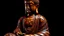 Placeholder: Buddha made of lacquered polished walnut burl and Mahogany, dynamic contrast, depth mapped