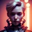 Placeholder: Blonde Woman, short hair, samurai, cyberpunk, neon, highly detailed, art stations, concept art, smooth, unreal engine 5, god rays, ray tracing, RTX, lumen lighting, ultra detail, volumetric lighting, 3d, finely drawn, high definition, high resolution, gradient background