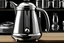 Placeholder: Create a picture of Farberware coffee percolator placed on a kitchen shelf. create picture from wide angle