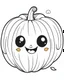 Placeholder: outline art for halloween coloring pages for kids with cartoon cute happy pumpkin , white background, Sketch style, full body, only use outline, clean line art, white background, no shadows and clear and well outlined, coloring page for kids, kawaii style